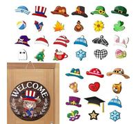 Welcome Sign for Front Door, Interchangeable Cow Welcome Sign Set, Holiday Decor for Fall Home Bedroom Office Store Housewarming Party Birthday Christmas Halloween