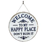 Welcome Sign for Front Door | Metal Round Decorative Retro Sign for Front Door - Interior Exterior Decoration Home Guests Neighbors Friends