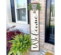 Welcome Sign for Front Porch Standing 45"X9" Large Outdoor Decor Rustic Vertical Leaner Wood Frame Porch Tall Welcome Signs for Farmhouse Outside Front Door Decorations (Wood White)