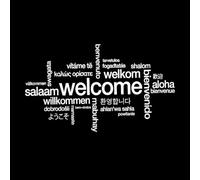 Welcome Sign Various Languages Store Welcome Fine Carving Stickers 30x51.2cm Multi Color Selection White