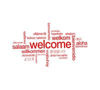Welcome Sign Wall Art Decals Various Language Wall Poster Office Shop Window Decoration Welcome Vinyl-S-42x72cm-Red