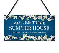 RED OCEAN Welcome Signs For Summerhouse Hanging Wall Garden Plaque New Home Gift
