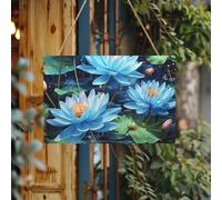Welcome Signs Personalized Door Sign Wood for Front Door Blue dragonfly and lotus Wooden Signs Unfinished Wooden Plaque with String Home Decor Garden Sign for Garden Yard