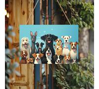 Welcome Signs Personalized Door Sign Wood for Front Door Large Group of Dogs Wooden Signs Unfinished Wooden Plaque with String Home Decor Garden Sign for Garden Yard