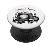 Welcome Spooky Movie Club Vintage Horror Night Design PopSockets Adhesive PopGrip