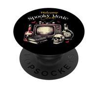 Welcome Spooky Movie Club Vintage Horror Night Design PopSockets Adhesive PopGrip