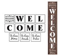 Welcome Stencils for Painting on Wood - 11 Pack Large Vertical Welcome Sign Stencil Templates for Wood Signs, Reusable Letter Stencils for Home, Patio, Porch Signs & Front Door Decorations