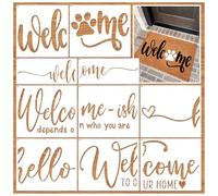 Welcome Stencils for Painting on Wood Door mats, Reusable Funny Hello Welcome Home Stencils for Doormat Crafts Furniture Sign DIY Canvas (mat10)
