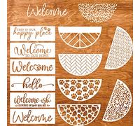 Welcome Stencils for Painting on Wood Welcome Stencil for Wood Sign 12" Reusable Templates Brick/Leopard Print/Herribone/Cow Print Pattern Stencil