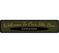 Welcome Tiki Bar Sign, Personalized Bar Sign, Custom Bar Name Metal Wall Decor