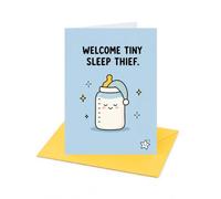 Welcome Tiny Sleep Thief New Baby Congratulations Card