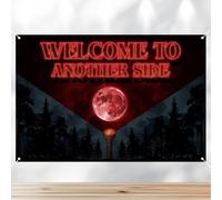 Welcome to Another Side Backdrop, 150x100cm/5x3ft Spooky Theme Hanging Banner Backdrop for Home Bedroom Wall Birthday Halloween Watch Party Decor Supplies Sign Decorations Favors & Photo Props