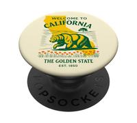 WELCOME TO CALIFORNIA Bear Vintage Graphic Design PopSockets Adhesive PopGrip