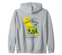 WELCOME TO CALIFORNIA Bear Vintage Graphic Design Zip Hoodie