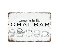 Welcome to Chai Bar Type Art Print Chai Poster Print Chai Wall Decor Kitchen Wall Decor Kitchen Prints Indian Chai Shop Sign Retro Metal Sign Vintage Tin Sign for Plaque Poster Cafe 8x5.5 Inch
