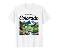 Welcome to Colorado Scenic Mountain River Graphic Retro T-Shirt