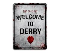 Welcome to Derry Sign - Film blood splat Horror halloween decoration movie sign A4 metal wall art