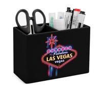 Welcome to Fabulous Las Vegas Leather Pen Pot 2 Sections Pencil Holder Office Desktop Organizer Makeup Storage