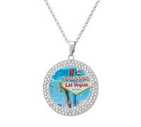 Welcome to Fabulous Las Vegas Round Pendant Necklaces for Women Alloy Rhinestone Jewelry Custom Picture Necklace