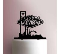 Welcome to Fabulous Las Vegas SkylineAcrylic Cake Topper 3mm Thick Premium Laser Cut Cake Decoration for Birthday, Wedding, Baby Shower & Party Cakes Durable Reusable