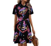 Welcome to Fabulous Las Vegas Women's Shirts Dress Sleeve Wedding Guest Dresses Button Down Multicolor