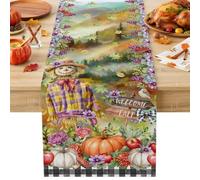 Welcome to Fall Words Table Runner 72 Inches Long,Table Runners Kitchen Dining Tables Decoration for Home Party Decor, Scarecrows Grape Wildflowers Tables Runner Wedding Dresser Scarf