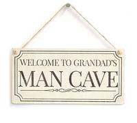 Welcome to Grandad’s Man Cave - Fun Traditional Design Style Handmade Sign for Grandad’s Boys Room