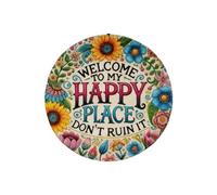 Welcome to Happy Place Plaques Wall Sign for Front Door Hanging Art Decors Wall Decors for Home Decorations for Front Door
