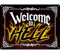 Welcome To Hell Mini Tin Sign Black 20x15cm
