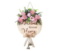 Welcome to Home Door Sign | Welcome to Our Home Front Porch Wall Decor,11.8inch Front Door Wreath Porch Decor, Eucalyptus Farmhouse Porch Decorations for Spring Seasons Holiday