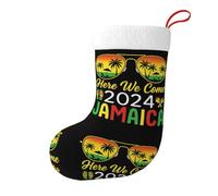 Welcome to Jamaica Large Christmas Stocking 17.7", Xmas Gift Sock for Family, Hanging Stocking, Party Decor