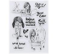 Welcome to Joyful 1pcs Sweet Girls Believe Achieve Succeed Clear Stamp for Card Making Decoration and Scrapbooking 11x16cm