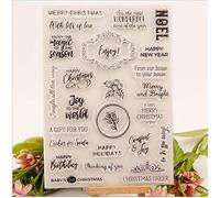 Welcome to Joyful Home 1pc Enjoy Christmas Noel Sentiments Rubber Clear Stamp for Card Making Decoration and Scrapbooking