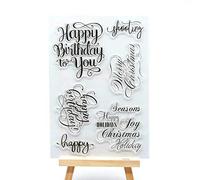 Welcome to Joyful Home 1pc Happy Birthday Sentiment Rubber Clear Stamp for Card Making Decoration and Scrapbooking