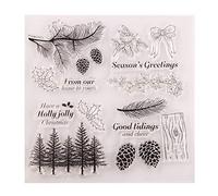 Welcome to Joyful Home 1pc X-mas Forest Holly Jolly Christmas Clear Stamp for Card Making Decoration and Scrapbooking