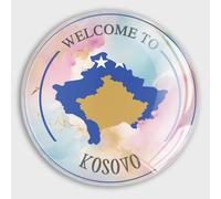 Welcome to Kosovo Fridge Magnets Glass Small Magnets Patriotic National Flags Round Magnets for Refrigerator Cabinet School Home Kitchen Office Class Whiteboards Locker Travel Gifts