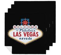 Welcome to Las Vegas 47cm Cloth Napkin Set Washable Reusable Napkins for Cocktail Wedding Table Decor
