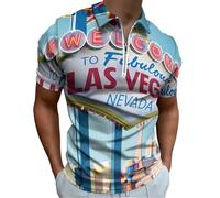 Welcome to Las Vegas Men's Golf Polo-Shirt Summer Short Sleeve T-Shirt Quick Dry Muscle Tees M