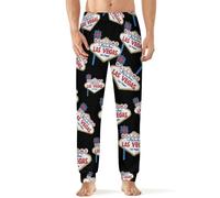 Welcome to Las Vegas Men's Pajama Bottoms Soft Lounge Pants Elastic Waist Sleepwear with Pocket XL