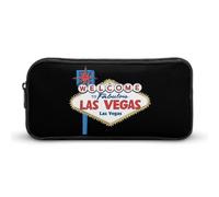 Welcome to Las Vegas Print Pencil Pouch Cute Pen Case with Zippered Aesthetic Makeup Bag