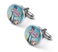 Welcome to Las Vegas Shirt Cufflinks For Men Cuff Links Gifts Wedding Business Groom 2.0cm