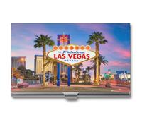 Welcome to Las Vegas Sign at Dusk Business Card Holder,Slim Professional Card Case, Ideal Business Card Organizer and Gift Card Holder for Men Women
