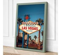 Welcome to Las Vegas Vintage Canvas Wall Art Print 18x12 Inch