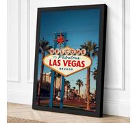 Welcome to Las Vegas Vintage Canvas Wall Art Print 36x24 Inch