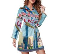 Welcome to Las Vegas Women's Robes Soft Pajamas Loungewear V-Neck Dressing Gowns Robe for Wedding Party XL