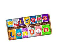 Welcome to London Chocolate Bar Wrapper Novelty Gift Present For Welcoming New Visitor to UK Gift On Welcome Birthday CH-9641 (with chocolate bar (100g))