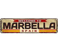 Welcome to Marbella Sign Aluminum Metal Plaque Rustic Tin Sign Retro Wall Decor 4x16 Inch