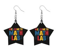 Welcome To Math Lab Womens Wooden Dangle Earrings for Adults Drop Pendant Trendy Jewelry