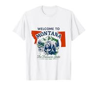 Welcome to Montana Bear Illustration Retro Adventure T-Shirt