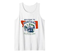 Welcome to Montana Bear Illustration Retro Adventure Tank Top